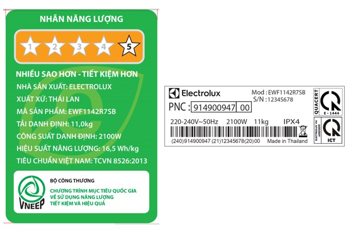 Máy giặt Electrolux Lồng ngang UltimateCare 700 Inverter 11 kg EWF1142R7SB